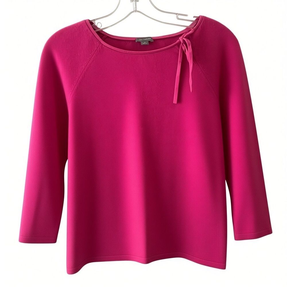 Ann Taylor Pink Boat Neck Cashmere Sweater Bow Detail Medium